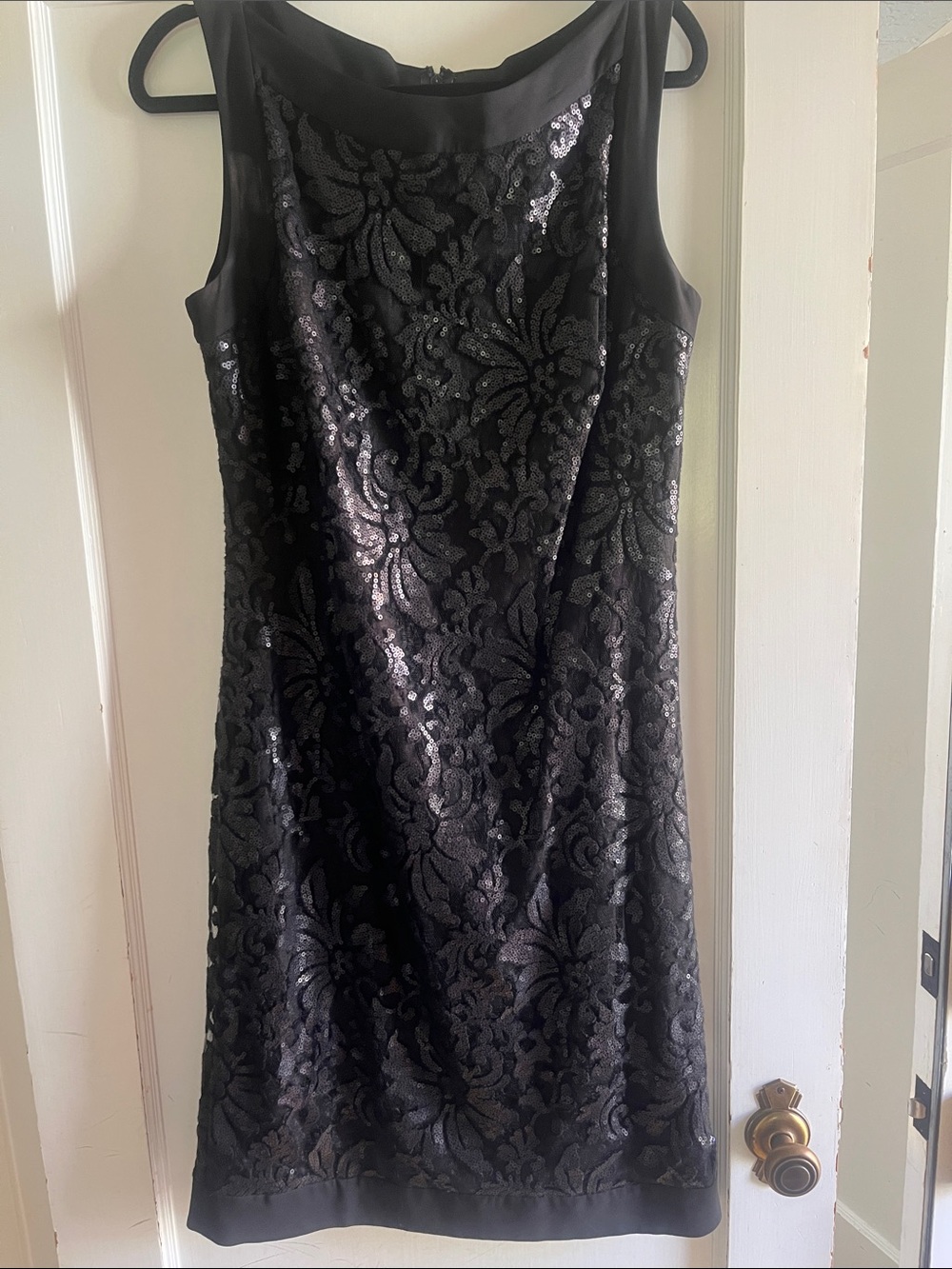Tadashi Shoji Black Sequin Floral-Pattern Midi Dress